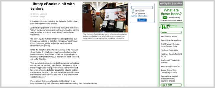 Library eBooks a hit with seniors - Belleville Intelligencer - Ontario, CA