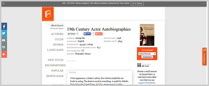 19th Century Actor Autobiographies by George Iles