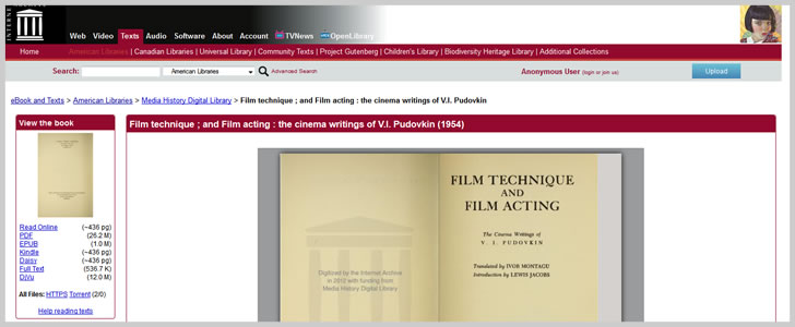 Film Technique ; and Film Acting : The Cinema Writings of V.I. Pudovkin