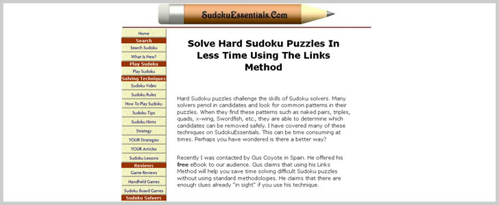 Links Method - Solve Hard Sudokus in Less time by Gus Coyote