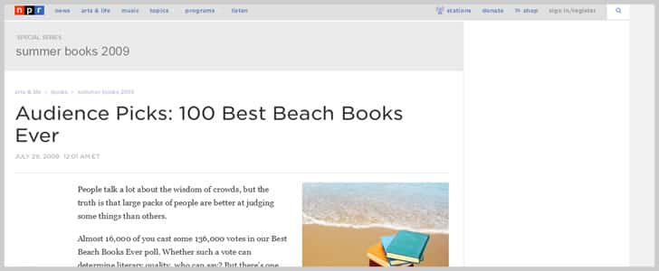 Audience Picks: 100 Best Beach Books Ever 