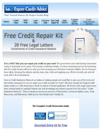 Free Credit Repair Kit & 20 Free Legal Letters by Expert-Credit-Advice.com