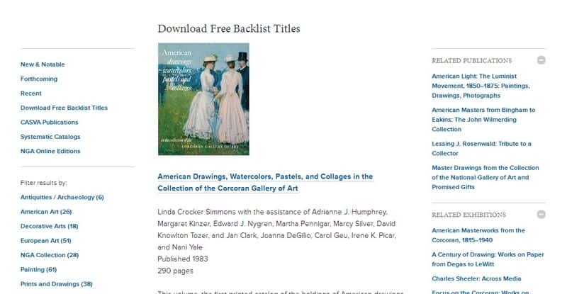 American Drawings, Watercolors, Pastels, and Collages in the Collection of the Corcoran Gallery of Art  by Linda Crocker Simmons with the assistance of Adrianne J. Humphrey, Margaret Kinzer, Edward J. Nygren, Martha Pennigar, Marcy Silver, David Knowlton Tozer, and Jan Clark, Joanna DeGilio, Carol Geu, Irene K. Picar, and Nani Yale. 