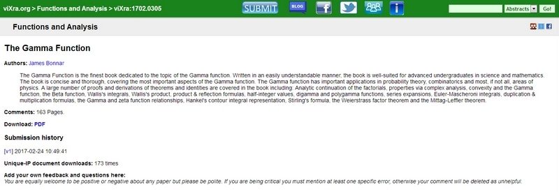 The Gamma Function by James Bonnar 