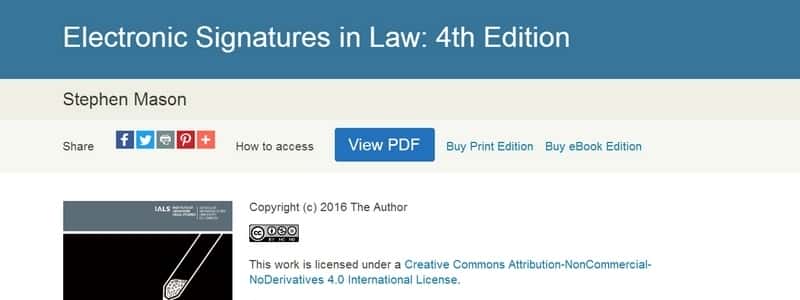 Electronic Signatures in Law: 4th Edition by Stephen Mason 