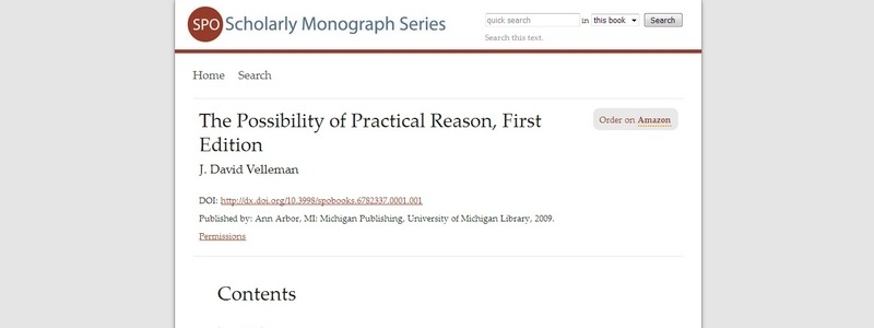 The Possibility of Practical Reason  by J. David Velleman 