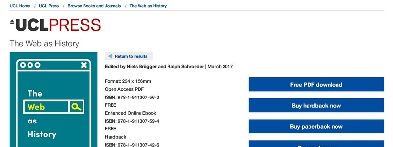 The Web as History  by Niels Brügger and Ralph Schroeder