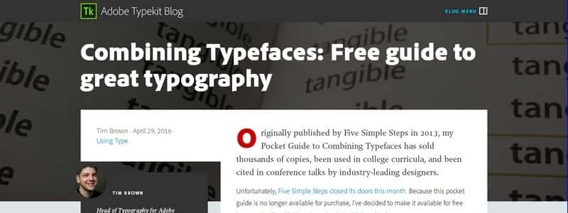 Combining Typefaces: Free guide to great typography by Tim Brown