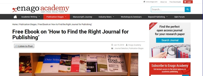 How to Find the Right Journal for Publishing by Enago Academy