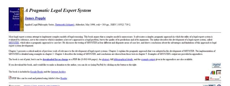 A Pragmatic Legal Expert System by James Popple