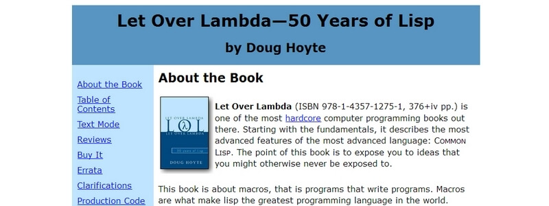 Let Over Lambda – 50 Years of Lisp by Doug Hoyte