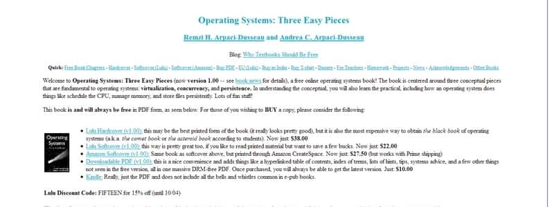 Operating Systems: Three Easy Pieces by Remzi H. Arpaci-Dusseau, Andrea C. Arpaci-Dusseau
