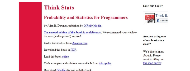 Think Stats: Probability and Statistics for Programmers by Allen B. Downey 