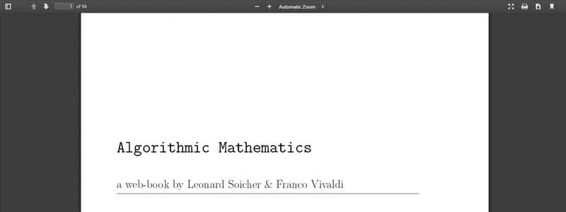 Algorithmic Mathematics  by Leonard Soicher & Franco Vivaldi 