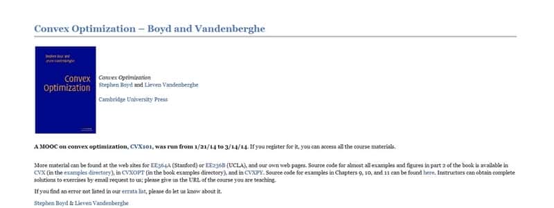 Convex Optimization by Stephen Boyd and Lieven Vandenberghe
