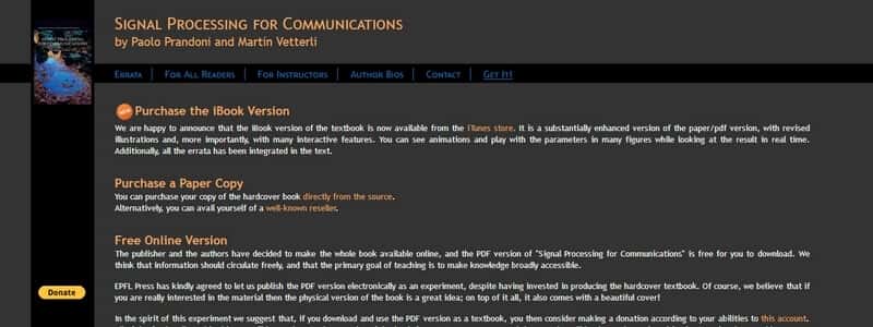 Signal Processing for Communications by Paolo Prandoni and Martin Vetterli