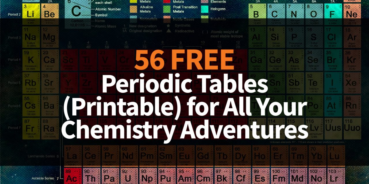 56 Free Printable Periodic Tables for All Your Chemistry Adventures